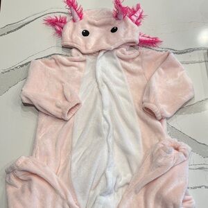 Axolotl Kids Onesie Pajamas Cosplay Jumpsuit Size 6-7 years old